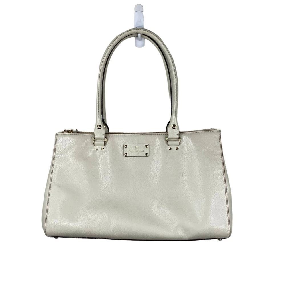 Kate Spade Ivory Leather Wellesley Quinn Tote Gold Tone Coastalcore Minimalist